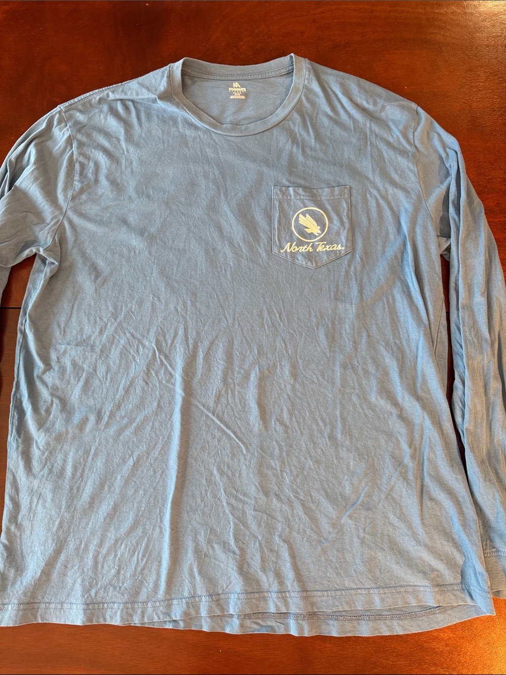 Womens plus UNT University of North Texas Blue Long Sleeve Pocket Tee